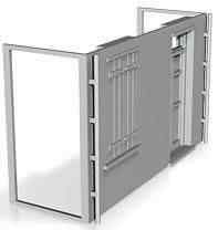 House front module,rendered, closed shutters with door on right 1/87 scale