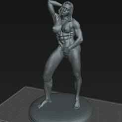 Muscular woman poses