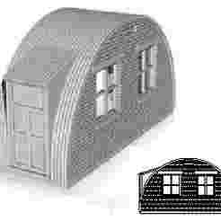 Nissen Hut module Brick end section end windows with left side door 1/87 scale