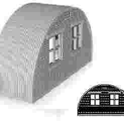 Nissen Hut module Brick end section end windows with right side door 1/87 scale