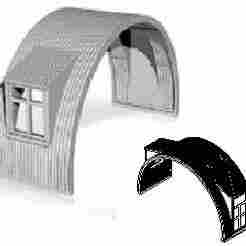 Nissen Hut module Mid section with door and window on sides 1/87 scale