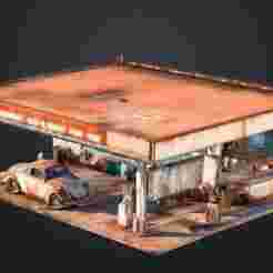 Old Gas Station for Dioramas