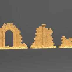 Ruined Medieval Stone Walls – Diorama & Tabletop Terrain