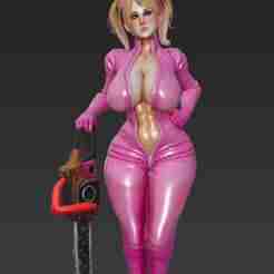 Sexy Chainsaw Girl - 3D figure in pin-up style for resin and FDM printing