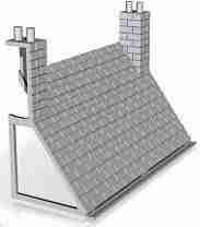 slate tile roof shop/house, stone version chimney both sides 1/152 scale