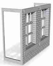 TALL WAREHOUSE upper wall with windows (stone version)  1/76 scale