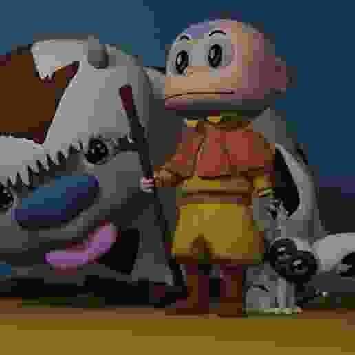 Avatar chibi: La leyende de Aang  - Aang, Appa y Momo