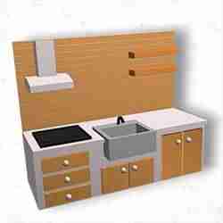 Compact Kitchen Miniature - 3D Model for Dioramas and Scale Models (1:30 Scale)