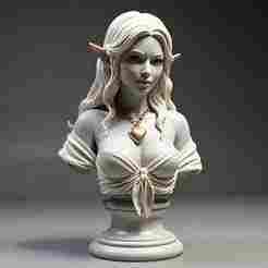100mm Elven Lady Bust: Detailed Portrait Miniature