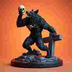 2285 COLORFUL Werewolf Howling - 3D Model, magic, dragon, serpent, mask, gnome, gorgon, venetian carnival, wild, fox, monster, cat, fair, witch, werewolf, horror, beast, snake, troll, skeleton dance