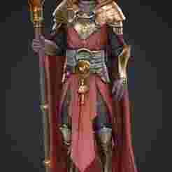3D Printable Cleric Miniature STL | 28mm Scale Hooded Priest with Staff | Tabletop RPG, D&D, Pathfinder Model