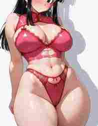 Anime Girl in Red Lingerie 3D Model