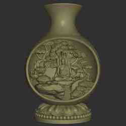 Buddha Under Bodhi Tree Vase Diorama