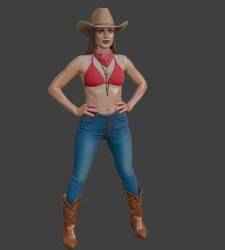 Cowboy style Girl 3d Model for 3D Printing