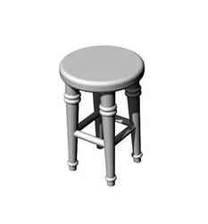 Dolls House Miniature 4 legged Stool 12th Scale