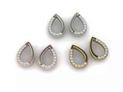 Drop shaped brooch medallion or cufflink earrings