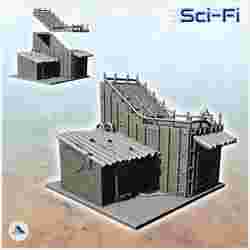 Futuristic sheet metal dwelling with armored door and sloping roof (3) - Future Sci-Fi SF Infinity Terrain Tabletop Scifi