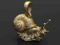 Golden Snail Diamond Pendant
