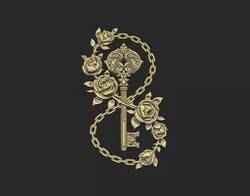 Key gothic catholic baroque pattern symbol laser design