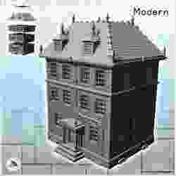 Large modern house with roof spikes and triple floors (6) - Modern WW2 WW1 World War Diaroma Wargaming RPG