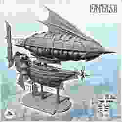 Large steampunk flying ship with wooden hull and multiple sails (1) - Medieval Gothic Fantasy Old Ucrhonic War 28mm 15mm