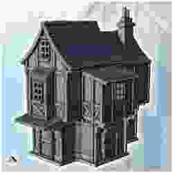 Medieval half-timbered house with canopy and stone base (2) - Pirate Jungle Island Beach Piracy Caribbean Medieval