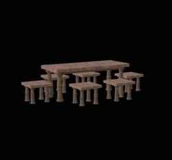 model chair and table with milling