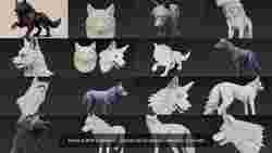 Mystical Wolf Guardians - Stylized 3D Sculpture Collection