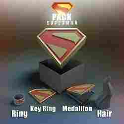 Superman Pack Promo Box Keychain Locket Ring Lock of Hair