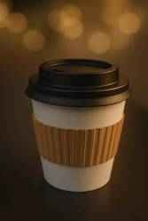 Takeaway Coffee Cup 3D Model  With Lid and Ribbed Sleeve