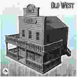 Western bank building with stairs and balcony (4) - USA America ACW American Civil War History Historical