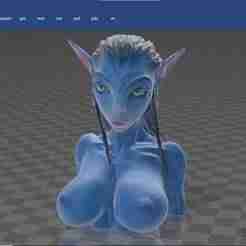 Avatar Navi Nude 3D Bust Exposed Breasts Perky Nipples Real Skin Texture pose 1