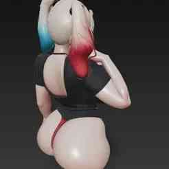 Busty Psycho Babe - Harley-Inspired 3D Print Bust (Fan Art)