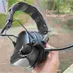 Clips/Brackets for hearing protection headsets. Slim and strong version. Suitable for most headpieces.