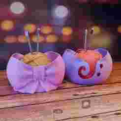 crochet yarn bowl shaped like a bow - STL