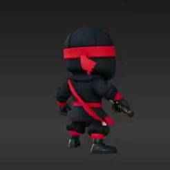 Dynamic Stylized Ninja Mascot 3D Model - Agile Stealth Warrior Game Character STL