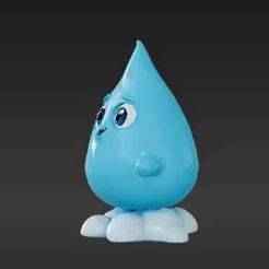 Friendly Aquamarine Water Droplet Mascot - Dynamic Hydration Character 3D Model