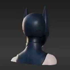 Night Avenger Tactical Cowl 3D Print Model - Armored Female Hero Head for 1:12 Scale Figures