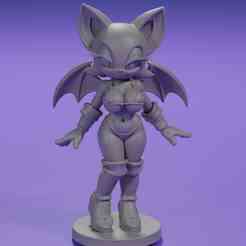 Rouge the Bat micro bikini - Curvy pin-up 3D Print