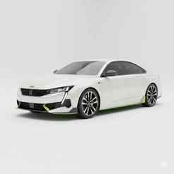 Single STL Peugeot 508 PSE - cadillac, tesla cybertruck, sports car, ford, hot rod, solar car, alfa romeo, futuristic car 3D Model