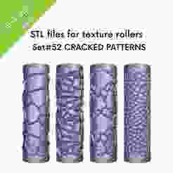 Texture Mini Rollers for clay, Cracked patterns, fracture, dry soil, broken glass, craquelure, grunge,  Set #52