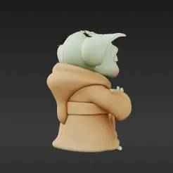 Baby Grogu Holding Cup – Detailed 3D Print Model