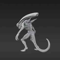Biomechanical Alien Creature – Elongated Head & Textured Exoskeleton