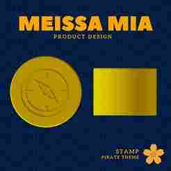 Compass Stamp – Nautical DIY 3D Print File for Explorers & Creators. - 01. Stamp - Pirate Theme - Style 01
