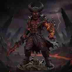 Demonic Warrior 3D Model Solid STL File Fantasy Demon Statue Ready for Printing Without Supports