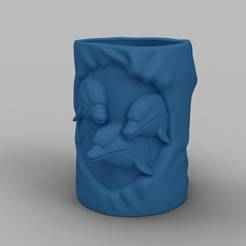 Dolphin Cave Pot - 3D Printable Pen Holder