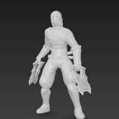 Metin2 Shadow Ninja with Darkstorm Armor & Twin Blades | STL 3D Print Model