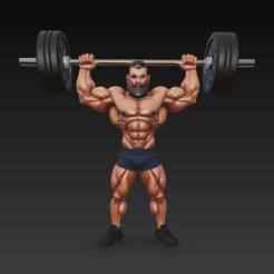 muscular man lifts heavy weights
