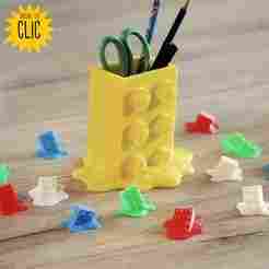 Melted Lego pencil pot