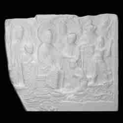 Buddha stroking the head of a follower